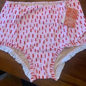 Xxl Red Dash Ruffle Around bottoms NWT